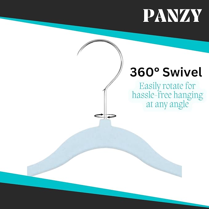 30 Pack Kids Velvet Clothes Hangers, Non-Slip Clothes Hangers for Infant and Toddler, Ultra-Slim Space Saving for Nursery Closet Organisation - Image 3