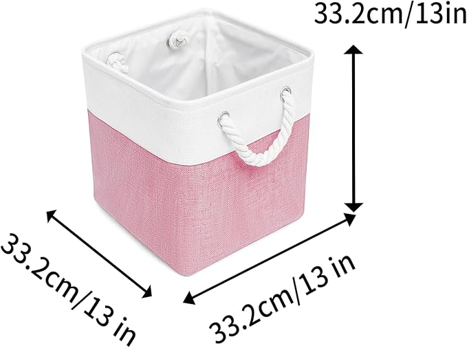 Cube Storage Bins 13 x 13, 6 Fabric Foldable Organizer | Storage Cubes Heavy Duty, Used for Clothes Toys Books, Collapsible, Comfortable Cotton Handle - Image 4