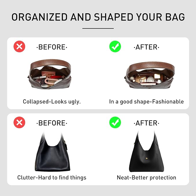 Tyvek Purse Organizer Insert for Coach Brooklyn 39 Shoulder Bag | Lightweight Waterproof Bag Insert, 9 Pockets Storage, Bottle Holder, YKK Zipper Pocket, Tote Handbag Dividers, White Tan - Image 4