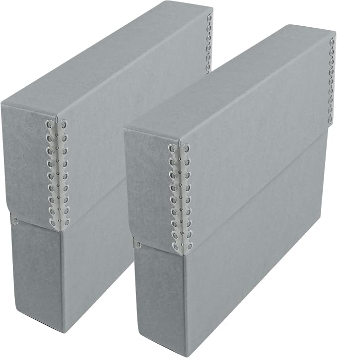 Lineco Archival Document Storage Box, Gray, 12.5" x 10.5" x 2.5" | Letter-Sized, Metal Edge, Acid-Free Boxboard Case, Organize Files, Prints, Photos, Pack of 2 by Lineco
