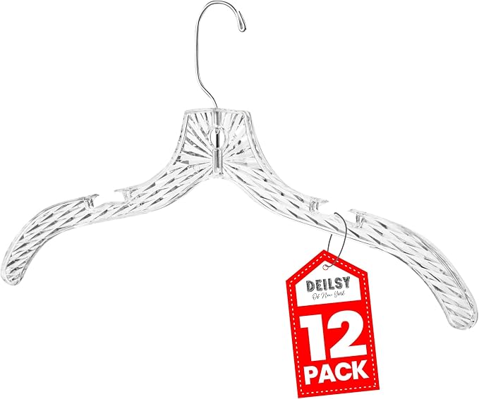 Clothes Hangers Plastic Set of 12 Pack Heavy Duty Hangers Dresses, T-Shirts Shirt Dress Blouse Hangers for Closet Organization Crystal Hanger Women and Men Coat Hanger | Plastic clothes hangers with swivel hook, clothes hanger slim design, perfect for ... by Deilsy