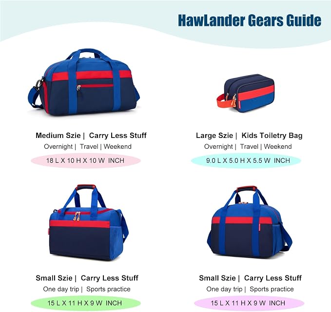 Large Kids Duffle Bag for Travel, Overnight or Weekend,Dark Blue | Roomy Size: 22.0"L x 12.0" H x 12.0"W, Made of Thick Polyester Fabric - Image 9