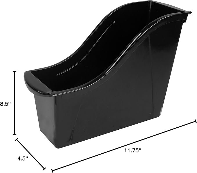 Storex Small Book Bin - Linking Storage Bins, Dry Erase Surface - 11.75" x 8.5" x 4.5", Onyx, 6-Pack - Image 6
