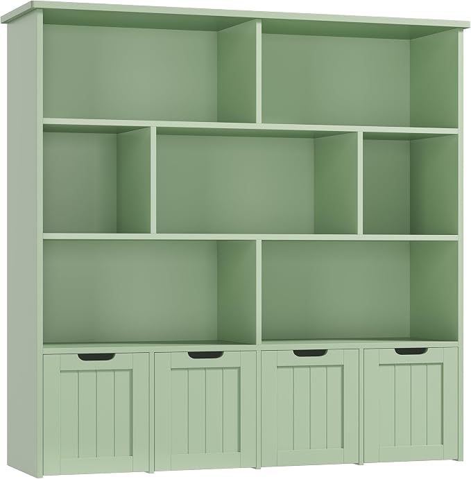 Toy Storage Organizer with Movable Drawer Toy Organizer for Kids | Kids Bookshelf and Toy Chest Storage with Hidden Wheels, Toy Organizers and Toy Storage for Playroom, Green - Image 8