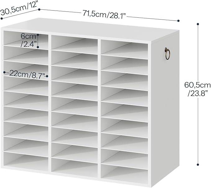 HOOBRO Literature Organizer, 27 Compartments Wooden Mail Organizer, Countertop Literature Sorter with Adjustable Shelves for Home, Office, School, Student Mailbox for Classroom, White WT27WF01 - Image 2