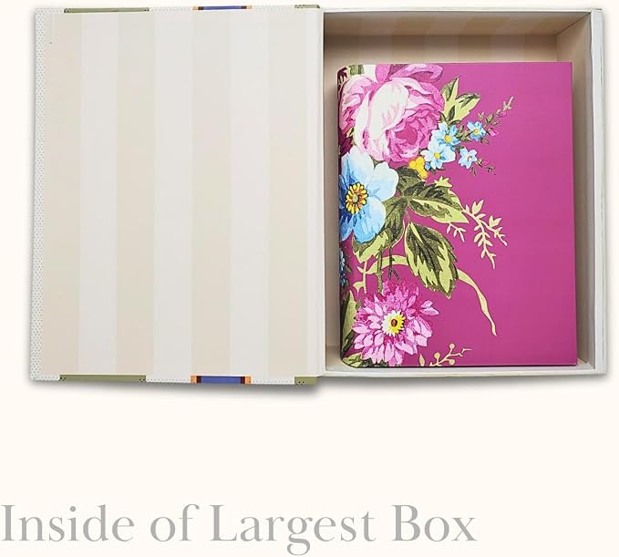 Punch Studio Decorative Storage Boxes with Lids | Nested Book Style Set of 3 Coated Cardboard Keepsake Box for Photos Documents Gifts Home Organization, 11” x 13.5” – Timeless Treasures Floral - Image 4