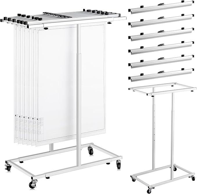 Kolldenn Mobile Blueprint Storage Rack Adjustable Holder with 6 Pcs Blueprint Clamps 4 Wheels Storage Organizer Stand for File Display Plan Office Home(24 Inch) by Unknown