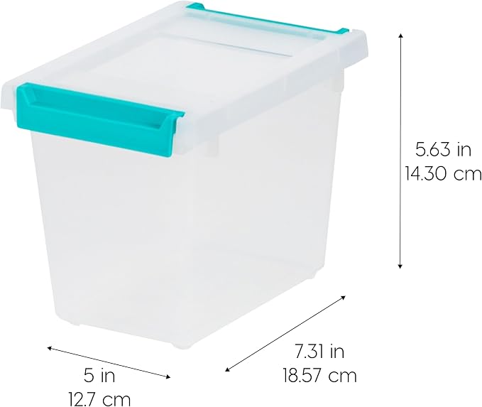 IRIS USA Storage Bins with Lids |Made in USA| 2 Qt Tall - (6-Pack) - Clear | Sensory Craft Organizers, Plastic Clip Box Totes, Flat Containers for Organizing Paper, Office, Art & Study Supplies - Image 2