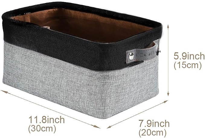 DECOMOMO Small Storage Basket, Closet Storage Bins, Baskets for Organizing Shelves (Grey & Black, Small - 6 Pack) - Image 5