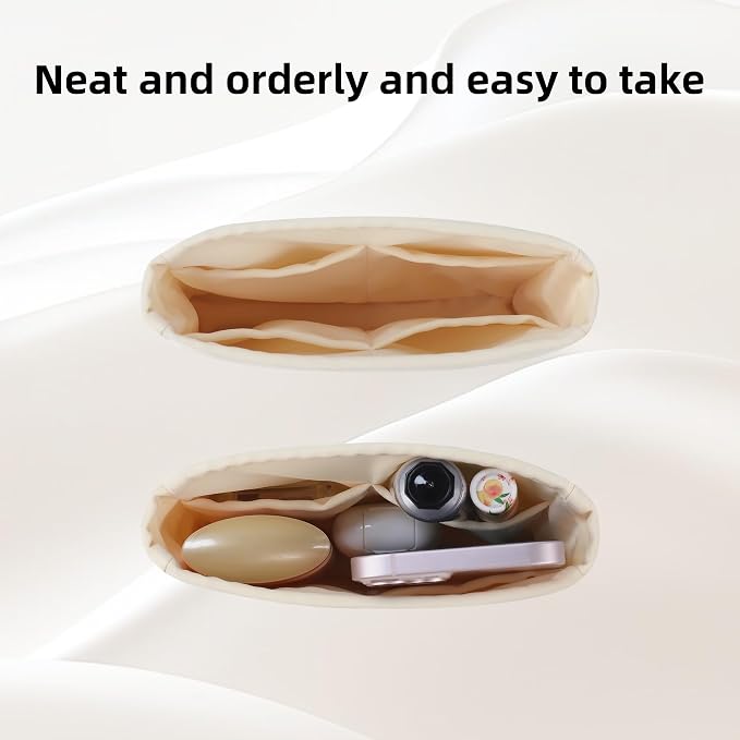 DGAZ Silky Purse Organizer Insert Fits Evelyne TPM/PM/GM/TGM Bags, Luxury Handbag & Tote Organizer, Simplicity bag organizer（Craie,PM） | Soft and Lightweight,Perfect Fit,Multi-pocket Storage,Bag Protector,Luxury Bag Care,Handmade,for Smooth Bag Organizer - Image 5