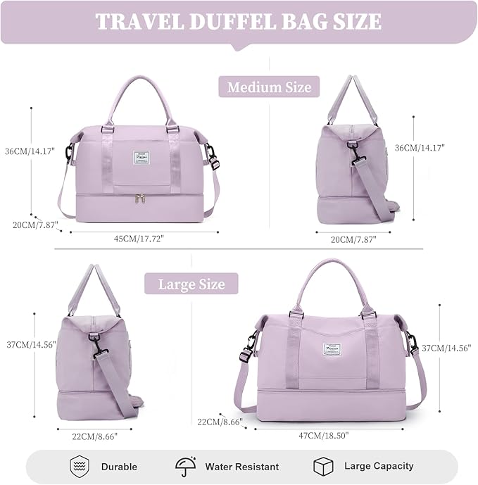 Weekender Bags for Women, Personal Item Travel Bag with Shoes Compartment | Overnight Travel Duffel Bag with Toiletry Bag, Airplane Friendly Carry-On Bag with Wet Pocket & Trolley Sleeve,Medium - Image 3