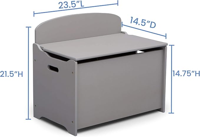 Delta Children MySize Deluxe Toy Box, Grey - Image 5