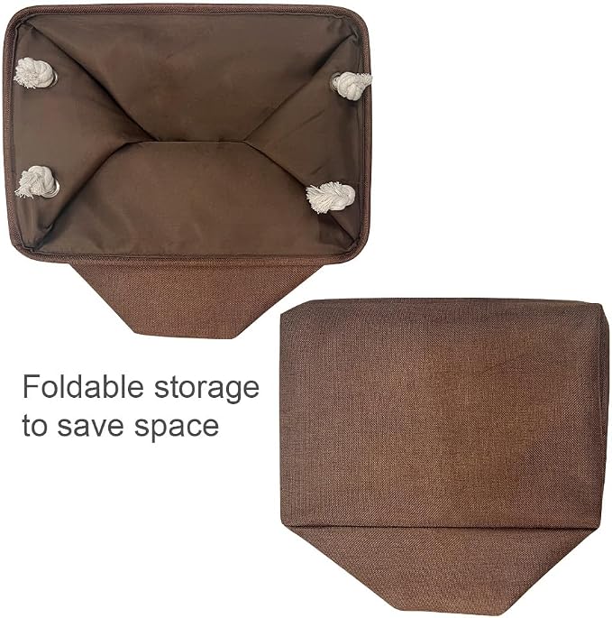 Organization and Storage Basket for Shelves - 3 Pack 16x12x12 inch Fabric Storage Cubes, Cube Storage Bin for Organizing Closet Cloth Organizer Gift Toy (White & Brown) - Image 7