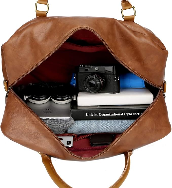Baosha Vegan Leather Large Travel Duffel Tote Bag Carry On Weekender Overnight Bag With Shoe Compartment HB-38 - Image 6