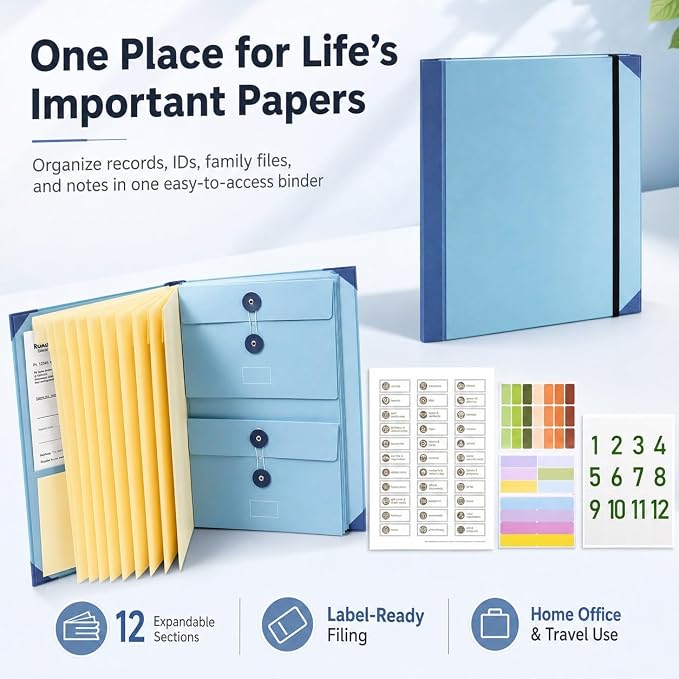 In Case I Die Binder Organizer with Labels End of Life Planner Estate Planning Folder for Important Documents Family Records Emergency Home Management Folio Pockets Travel(Beige) - Image 2
