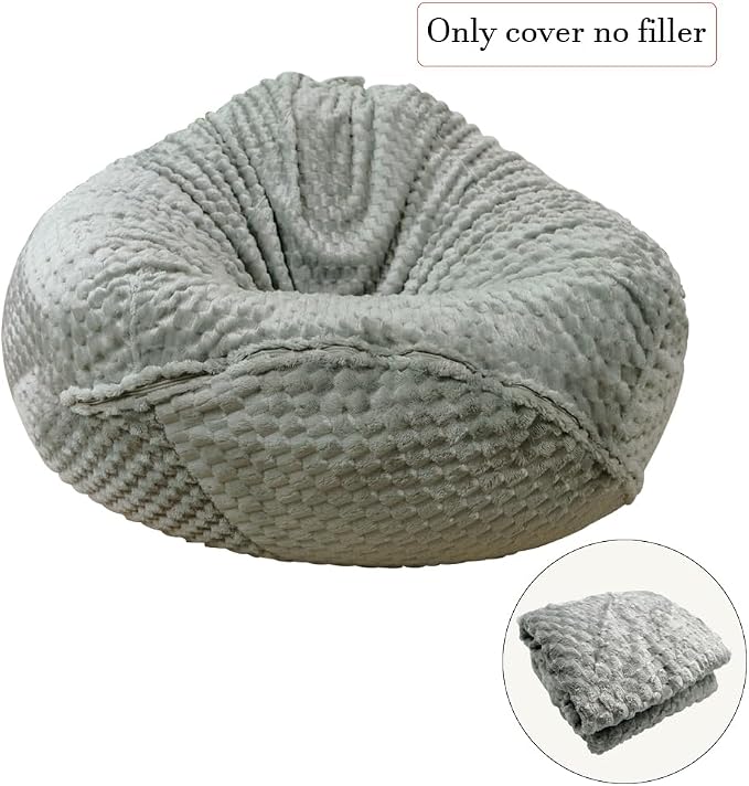 Soft Bean Bag Chair Cover No Filler Sofa Cover Storage Washable Bean Bag Cover Organizing Children Plush Toys for Living Room Bedroom (Grey, 5 feet-47.3"*47.3"*31.5") - Image 7