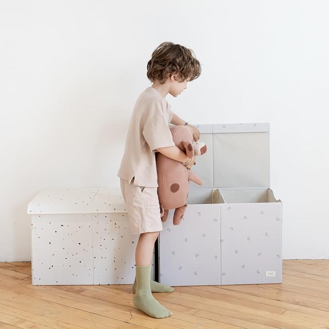 3 Sprouts Recycled Fabric Toy Chest, Extra Large, With Lid, Blueberry Taupe | Recycled fabric, Extra large storage box, Lid included, Collapsible, Sturdy toy bins, Kids bedroom or playroom, Lightweight - Image 5
