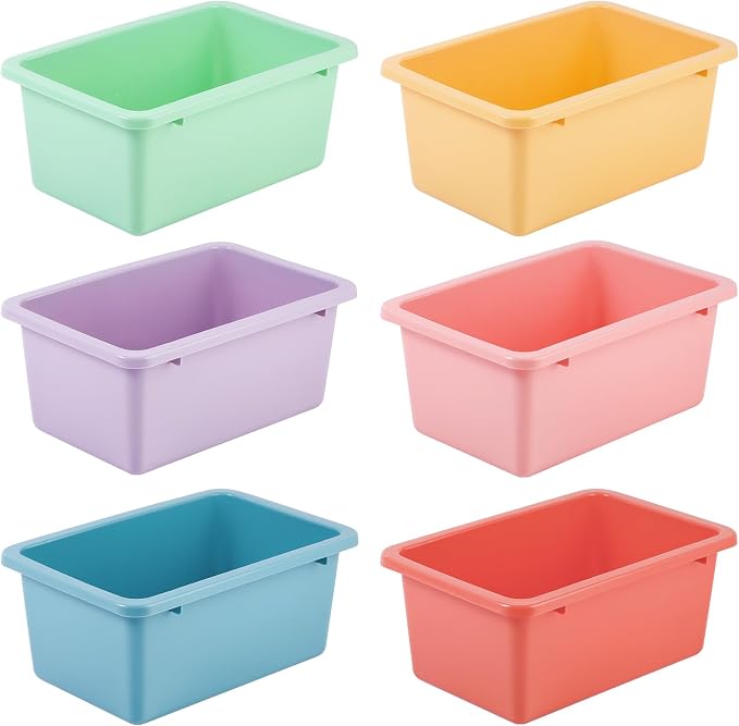 Outus Book Bins for Classroom Plastic Cubby Toy Bins for Kids Storage and Organizer Containers with Self Adhesive Label for Classroom Library School Office Home(Macaron,60 Pack) - Image 2