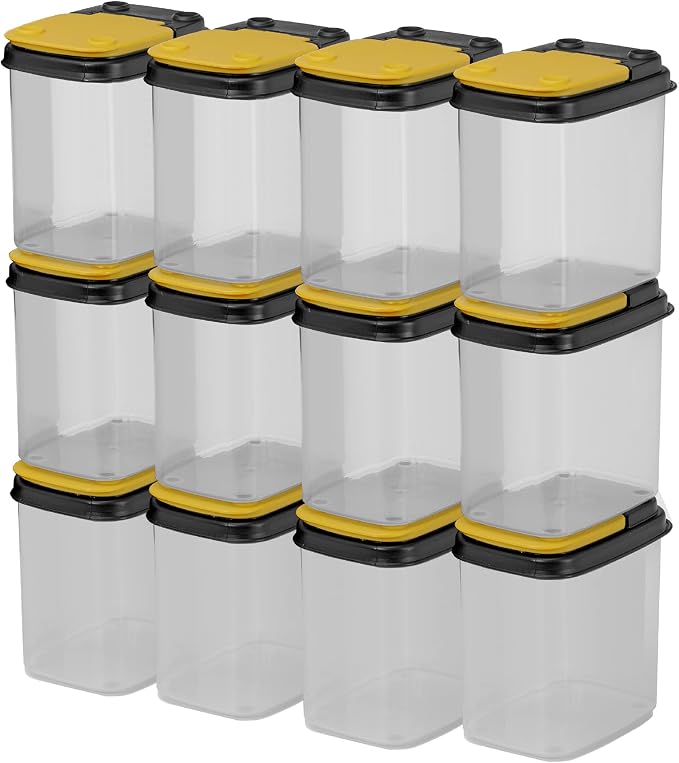 Buddeez Stackable Hardware Storage Bins, Workshop Organizer 1 Quart 12-Pack | Clear bins for easy visibility, Stackable lids, Organizes nuts, bolts, screws and small parts, Workshop or garage storage - Image 4