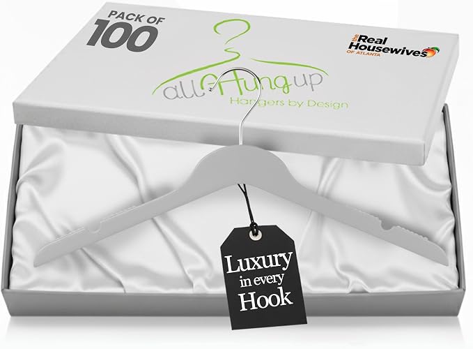 All Hung Up Hangers Slim Plastic Clothes Hangers, Space-Saving Design with Non-Slip Grip, Durable for Everyday Use, Smokey Clear, 100 pcs by PerfectlyCloseted