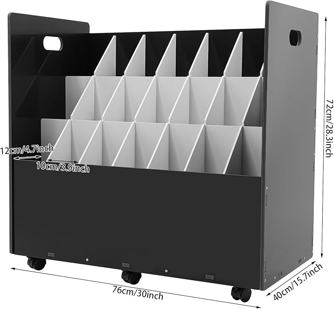 Blue Print Storage Organizer with Wheels, 21 Slots Roll Files Cart, Black | Mobile Blueprint Storage Rack Cart, Construction Plan Holder, Map Poster Storage Cabinet for Office Home School - Image 3
