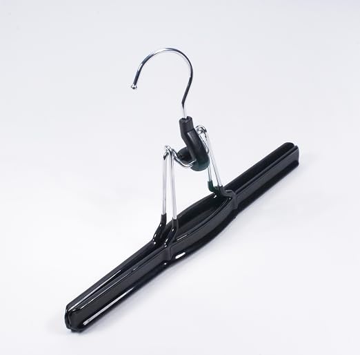 NAHANCO 10” Non Slip Metal Skirt/Pant Hanger with Rubberized Clamp, Black - 12 Pack - Image 2