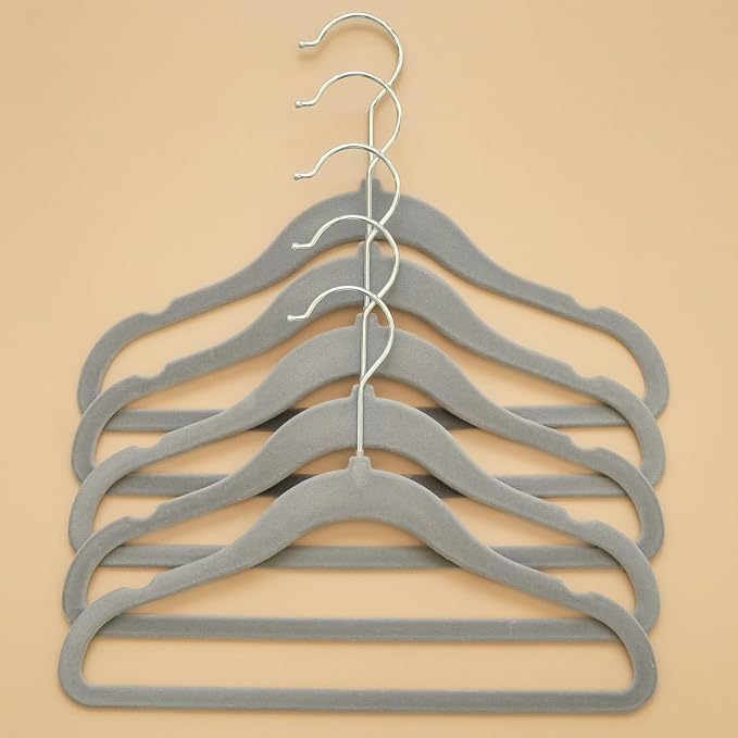 3 Sprouts Velvet Baby Hangers, Non Slip Slim, Dark Gray, 30 Pack | Non-slip velvet, Notched shoulders, 360-degree swivel hook, 11.75 x 8 in, Infant and toddler clothes, Soft colors for nursery - Image 5