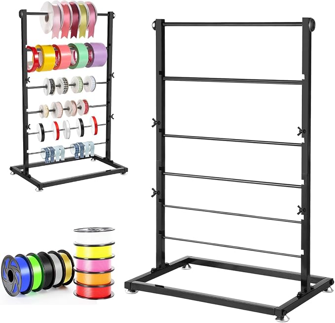 6 Tier Metal Ribbon Organizer, Height Adjustable Metal Spool Ribbon Holder Storage Organizer Rack for Craft Room Flower Shop Gift Wrapping Large Capacity by Handbanary