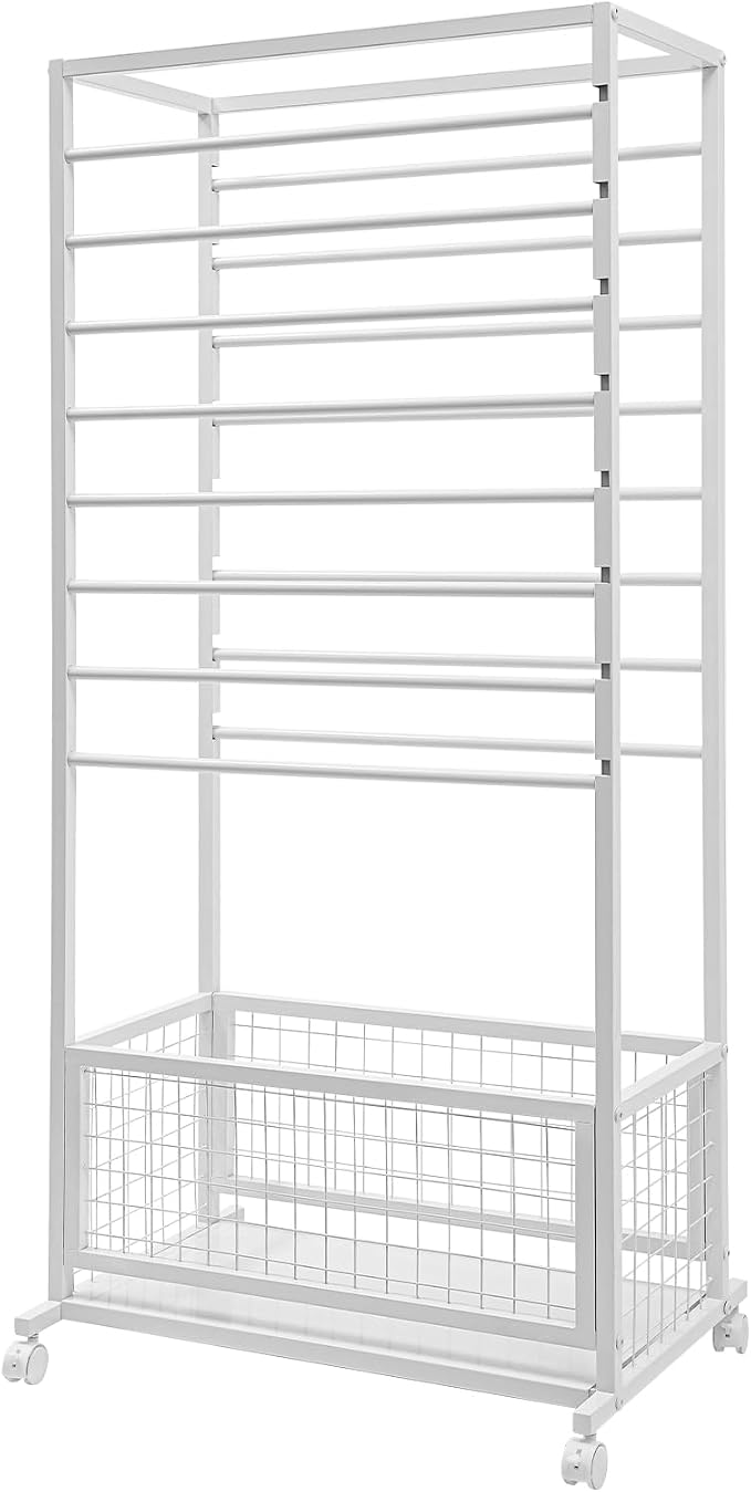 Floor Standing Ribbon Storage Organizer, 16-Layer Iron Rolling Ribbon Holder Organizer Rack with Bottom Basket, Wrapping Paper Holder, Slim Ribbon Storage Rack for Flower Shop,Craft Room H: 60inch - Image 9
