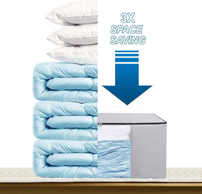 Vacuum Storage Bags, Cube Space Saver Bags, Bedding Space Saving Organizer | Premium Totes & Cubic Vacuum Compression Seal Bags for Clothing. Jumbo Organizer, Storing Comforters Blankets Pillows Clothes - Image 3