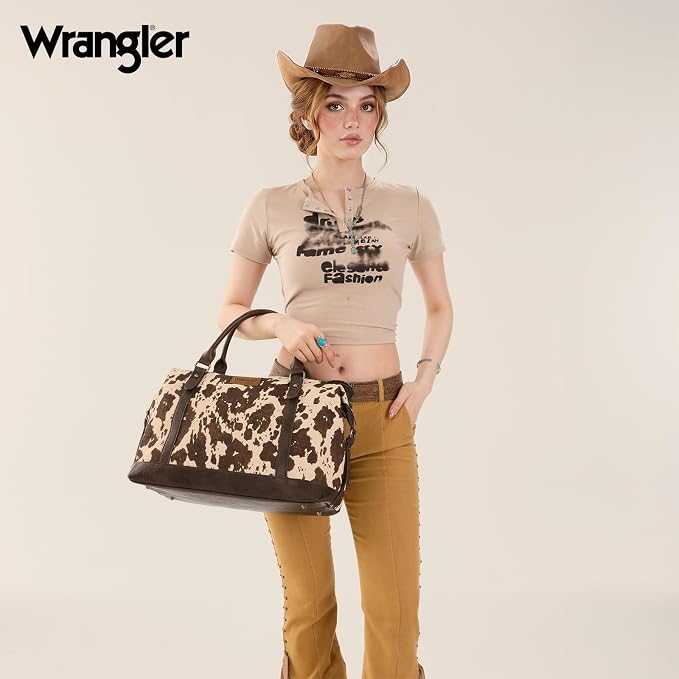 Wrangler Duffel Bag for Travel Large Weekender Bags for Women Waterproof Carry On Overnight Bag AR-WG-HB-294-5110-COW-CF - Image 8