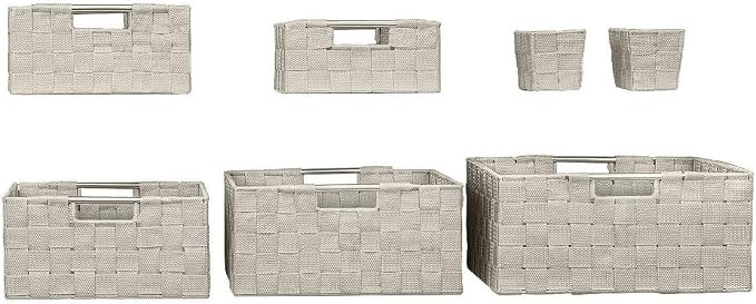 Sorbus Storage Baskets for Organizing (Set of 7), Mesh Hand-Woven Design, Linen Closet Organizers and Storage, Organizer Storage Baskets for Shelves, Variety Pack Organizers and Storage (Beige) - Image 7