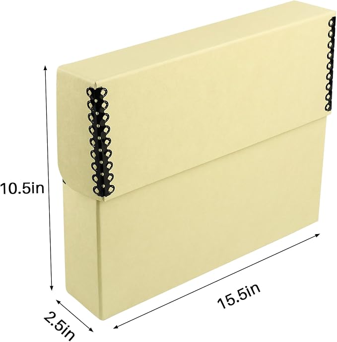 Lineco Archival Document Storage Box, Tan, 15.5" x 10.5" x 2.5" | Legal-Sized, Metal Edge, Acid-Free Boxboard Case, Organize Files, Prints, Photos, Pack of 2 - Image 3