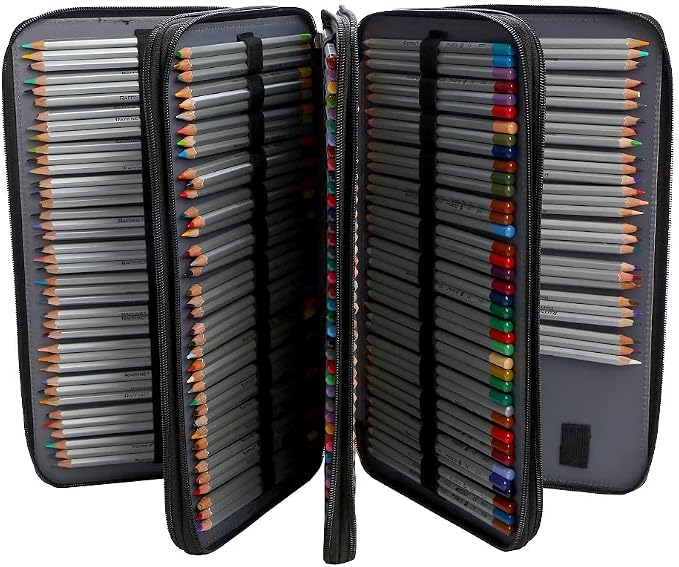 300 Slots Colored Pencil Case Organizer, 4 Layer Bag | Twill Oxford fabric,103 elastic loops,detachable handle,for travel,home storage,drawing tools,creative gifts - Image 3