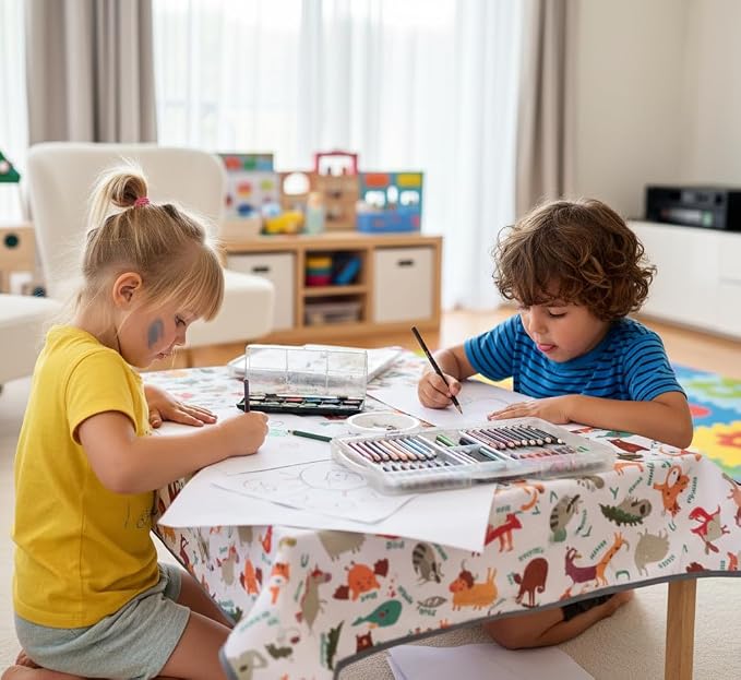 Waterproof High Chair Splat Mat – Machine Washable Floor & Table Protector for Baby Feeding, Art & Crafts, Outdoor Use (Zoo, 57x83 Inch) - Image 8