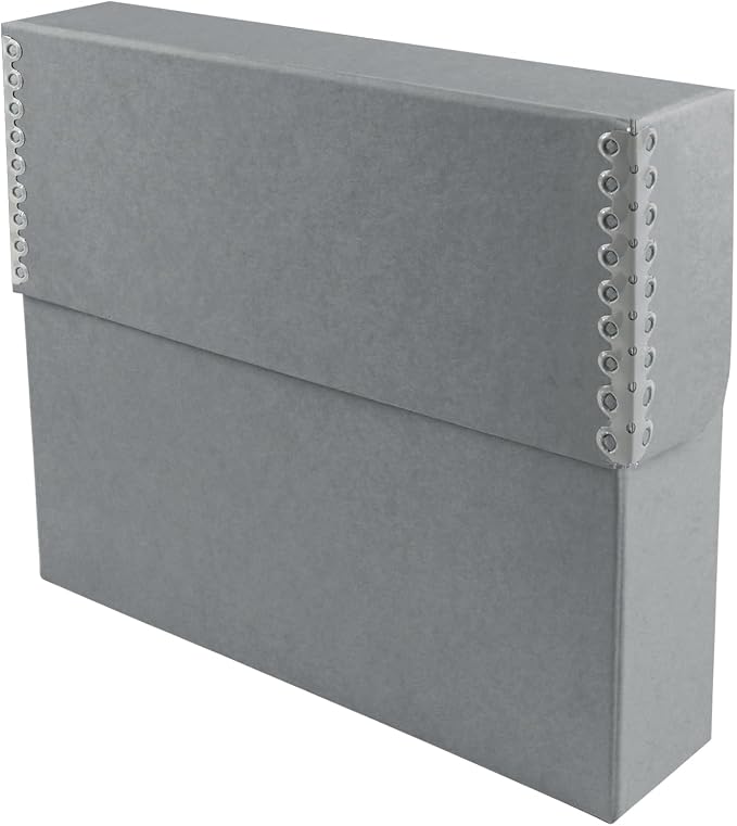 Lineco Archival Document Storage Box, Gray, 12.5" x 10.5" x 2.5" | Letter-Sized, Metal Edge, Acid-Free Boxboard Case, Organize Files, Prints, Photos by Lineco