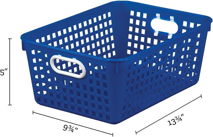 Really Good Stuff Large Plastic Storage Baskets with Handles | 13.75" x 9.75" x 5", Rainbow Group Colors, Book & Supply Organization for Classrooms & Home - Image 3