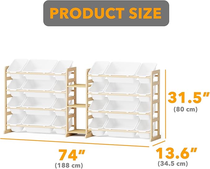 SpaceAid Large Toy Storage Organizer with 24 Bins and 3 Shelves, Toy Organizers Storage Bookshelf, Kids Bin Shelf Box Bookcase for Bedroom Playroom Organization Room Decor, White - Image 2