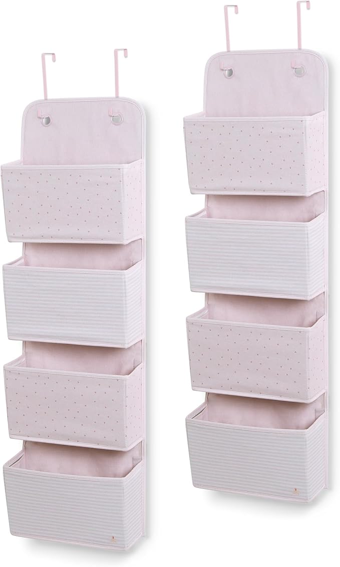 Delta Children - babyGap 2-Pack Over the Door Storage Organizer with 4 Pockets, Pink - Image 5