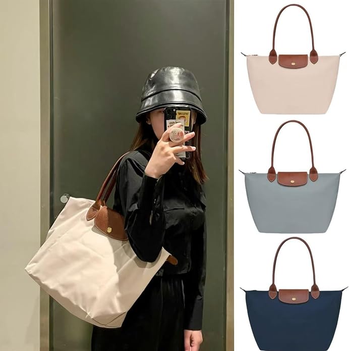 Women's Nylon Tote Bag, Large Capacity Waterproof Shoulder Bags, Spacious Handbag with Metal Zipper & Compartments - Image 2