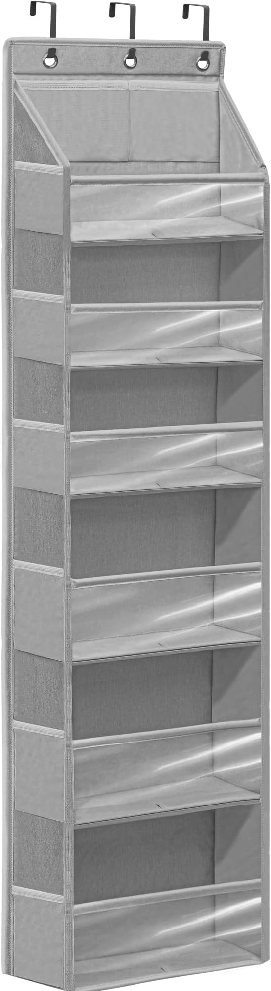 Over Door Organizer with 6 Extra Large Pockets and 12 Side Pockets, Large Capacity Hanging Storage Organizer with Clear Window for Shoes, Diapers, Grey, 6 Layers, 1-Pack by Unknown