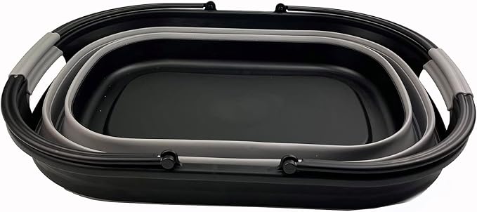 SAMMART 38L (10 Gallons) Collapsible Plastic Laundry Basket - Foldable Storage Container/Organizer - Portable Washing Tub - Space Saving Laundry Hamper (Black/Alloy Grey) - Image 2