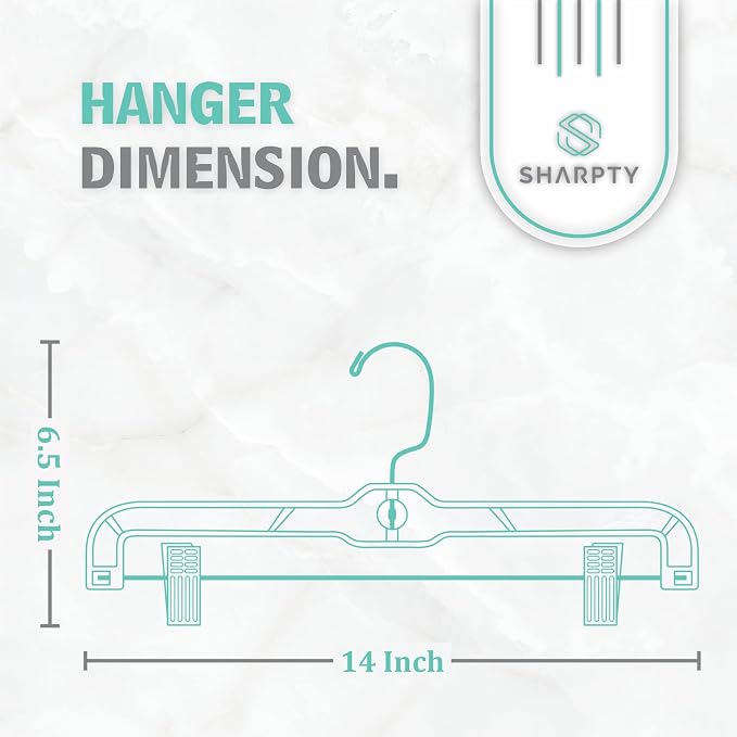 Pants & Skirt Hangers with Adjustable Metal Clips - Durable Space Saving Closet Hanger for Pants, Jeans, Shorts, Shirts - Clothing Garment Hangers for All Types of Apparel - Clear, 10 Pack - Image 2