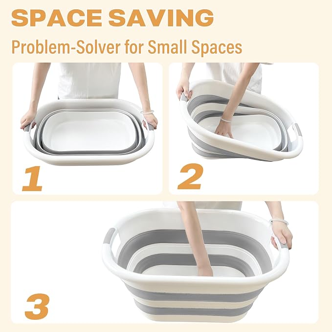 43L(11.5Gallon) Collapsible Laundry Baskets Plastic (Grey, 2 Packs) | Pop Up Laundry hamper/Storage Container, Foldable Laundry Basket with Large Capacity,Sturdy,Space Saver - Image 5