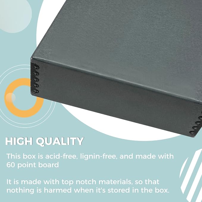 Golden State Art, Drop Front Archival Storage Box, Gray, 9.75x12.75x3 Inch | Acid-Free Museum Box with Metal Edge Corner, for Storing Artwork Photos Documents Prints Arts And Crafts - Image 5