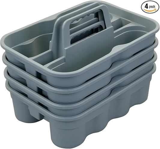 Teyyvn 4 Pack Carry Caddy, Plastic Cleaning Caddy with Handle, Gray by Teyyvn
