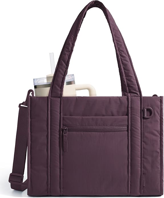 BAGSMART Boxy Tote Bag for Women, Crossbody Work Bag with Zipper | 3 Sizes Small Mini Tote Bag, Inner Tumbler Pocket Crush Bow Should Bag for Travel Work College by BAGSMART
