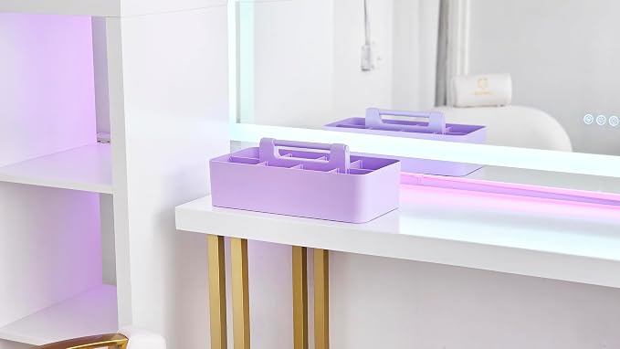 -Large Portable Caddy, DIY Dividers, 8 Compartments, Portable Basket with Handle Storage Organizer Modern Made in USA (4 PACK, Lavender) - Image 8