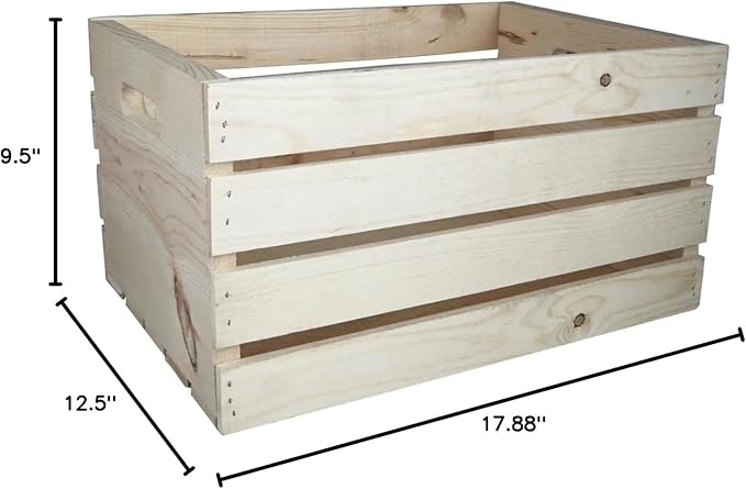 Wilson Large Wooden Pine Crate for Storage and Decoration at Home, Office, Kitchen, Bedroom, and Retail (12.5"x9.625"x17.875")(1) SINGLE CRATE - Image 6