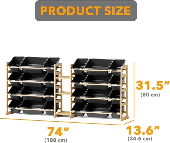 SpaceAid Large Toy Storage Organizer with 24 Bins and 3 Shelves, Toy Organizers Storage Bookshelf, Kids Bin Shelf Box Bookcase for Bedroom Playroom Organization Room Decor, True Black - Image 2
